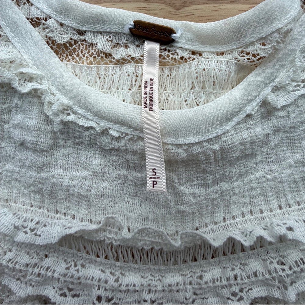 Free People Penny Lane Tunic Size Small Ivory/Off-White Sheer Lace Boho - Picture 4 of 11